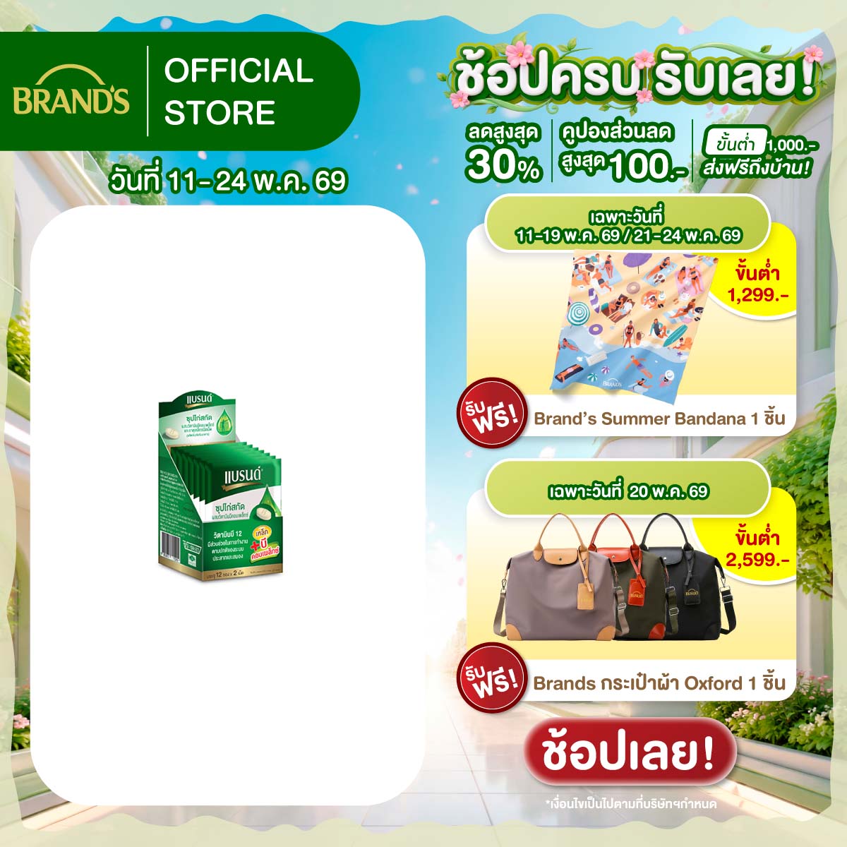 แบรนด์ซุปไก่สกัดชนิดเม็ด ผสมวิตามินบีคอมเพล็กซ์ และธาตุเหล็ก (บรรจุ 2 เม็ด x 12 ซอง)