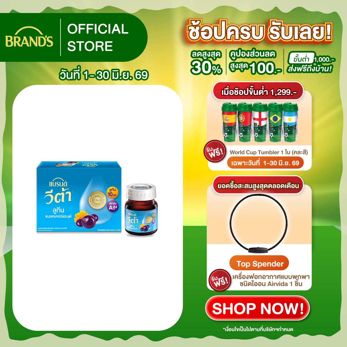 แบรนด์ วีต้า ลูทีน แบลคเคอร์แรนต์ช็อต 42 มล. x 12 ขวด