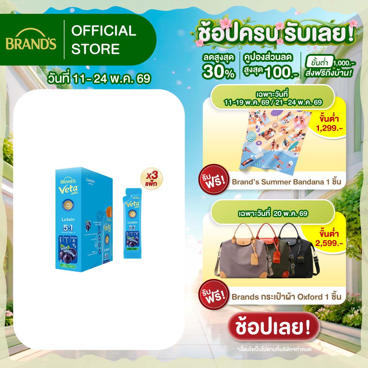 [แพ็ก x3] แบรนด์ วีต้า เจลลี่ ลูทีน 18 ก. x 15 ซอง