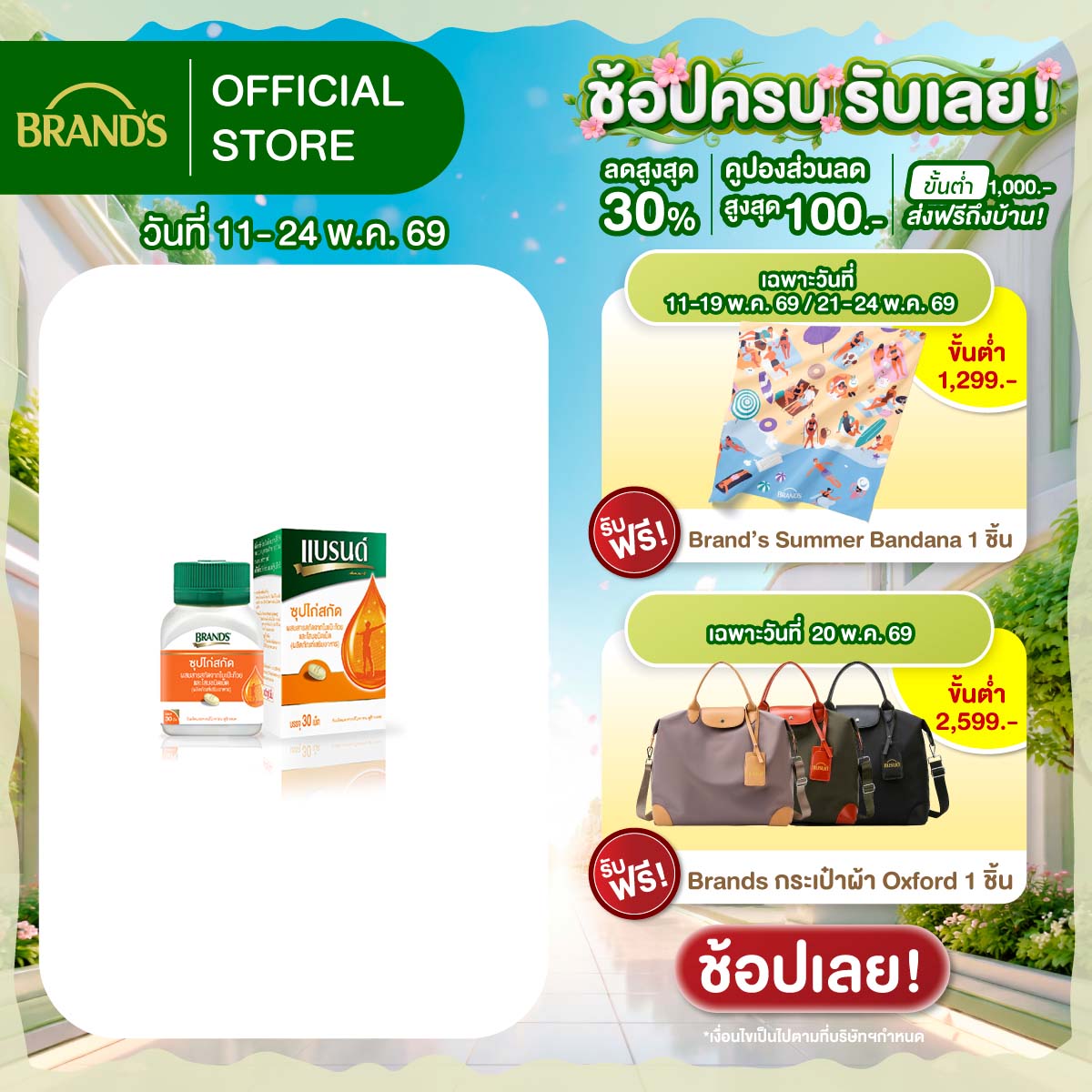แบรนด์ซุปไก่สกัดชนิดเม็ด ผสมสารสกัดจากใบแปะก๊วย และโสม 30 เม็ด