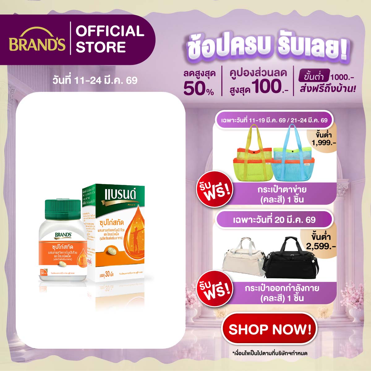 แบรนด์ซุปไก่สกัดชนิดเม็ด ผสมสารสกัดจากใบแปะก๊วย และโสม 30 เม็ด