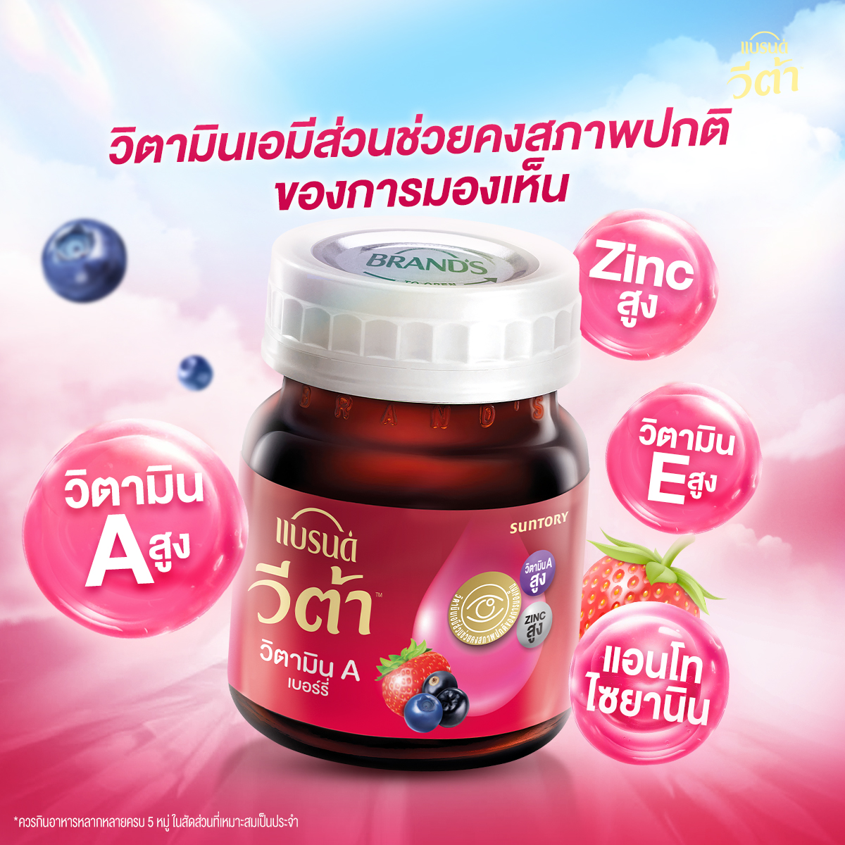 แบรนด์ วีต้า วิตามินเอ เบอร์รี่ 42 มล. แพค 12 + 3 ขวด