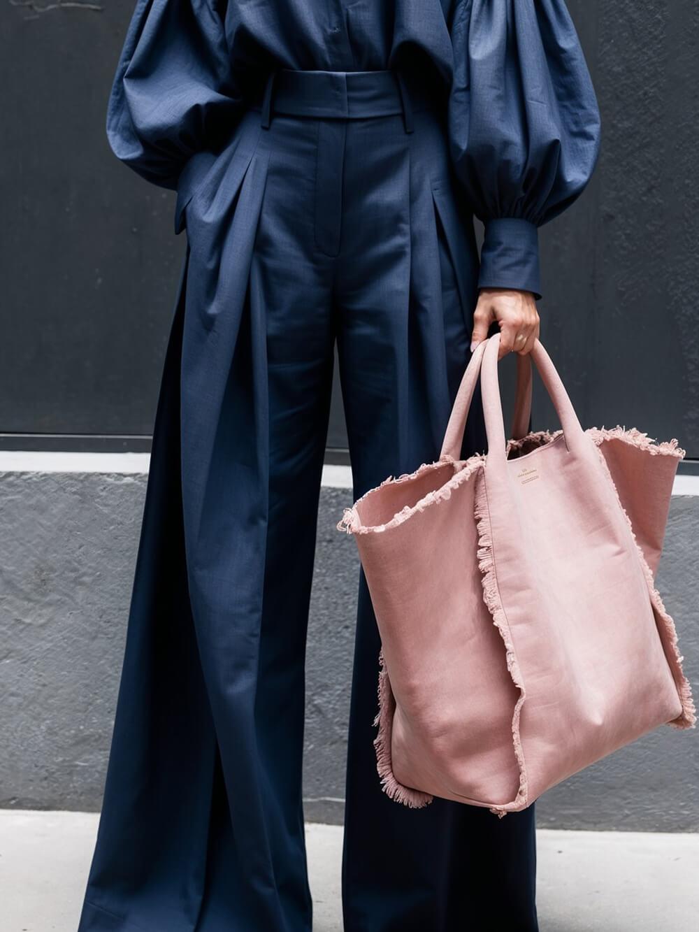 Fashionable Casual Solid Color Unique Pleated Pocket High Waist Wide Leg Pants