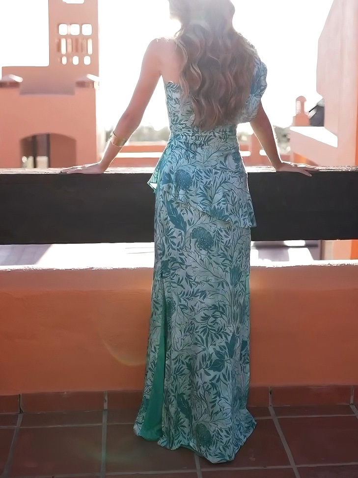 Fashionable Floral Print Side Slit Skirt