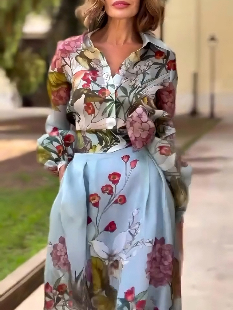 Elegant Watercolor Floral Print Shirt