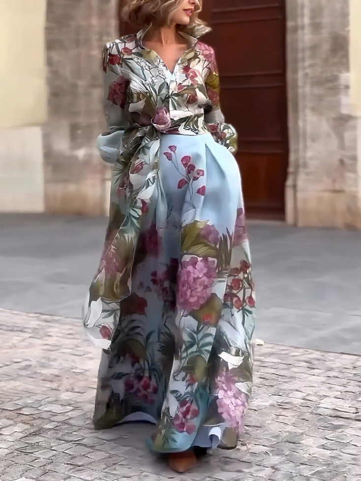 Elegant Watercolor Floral Print Shirt