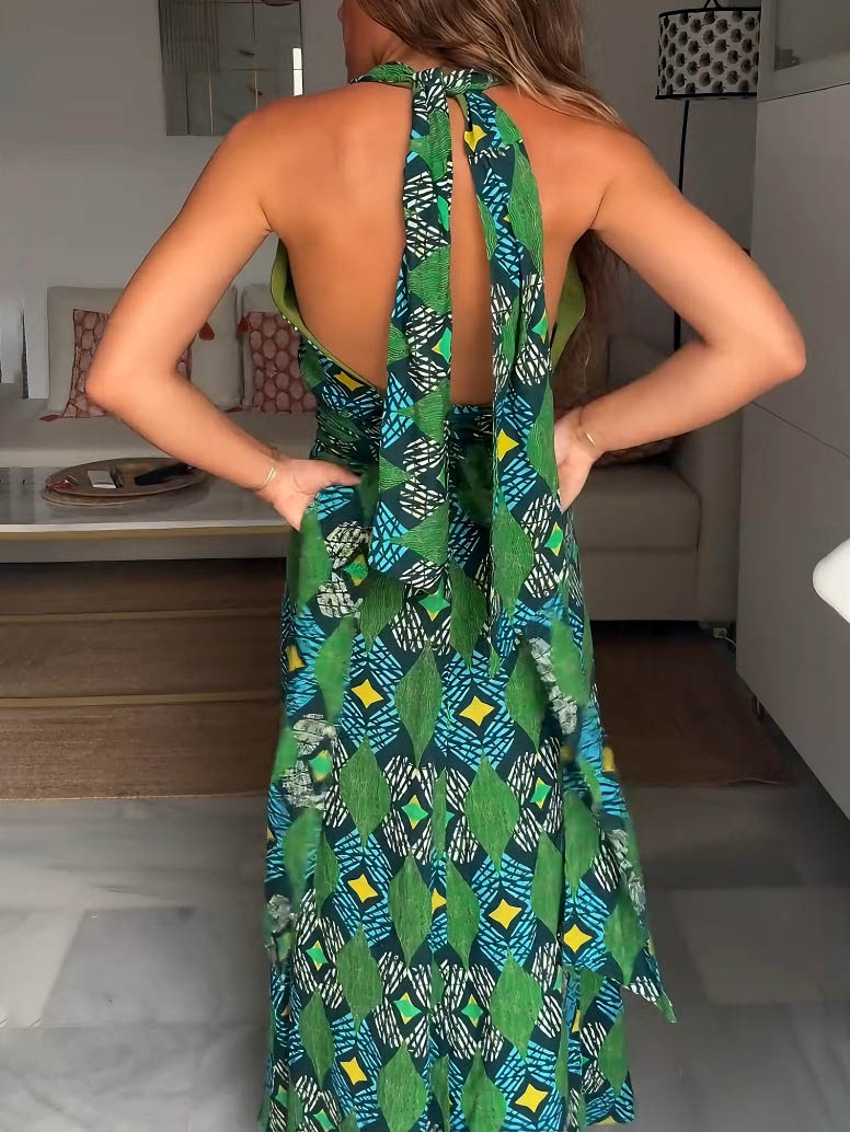 Retro Casual Geometric Print Tank Top