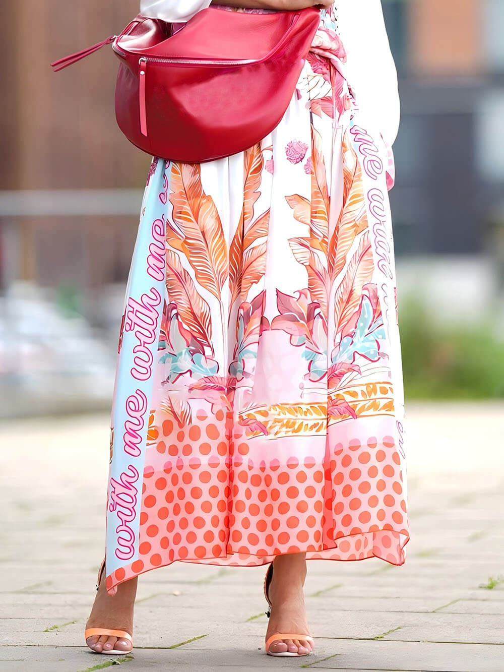 Casual Wild And Free Floral Print Relaxed Elastic Waist Skirt