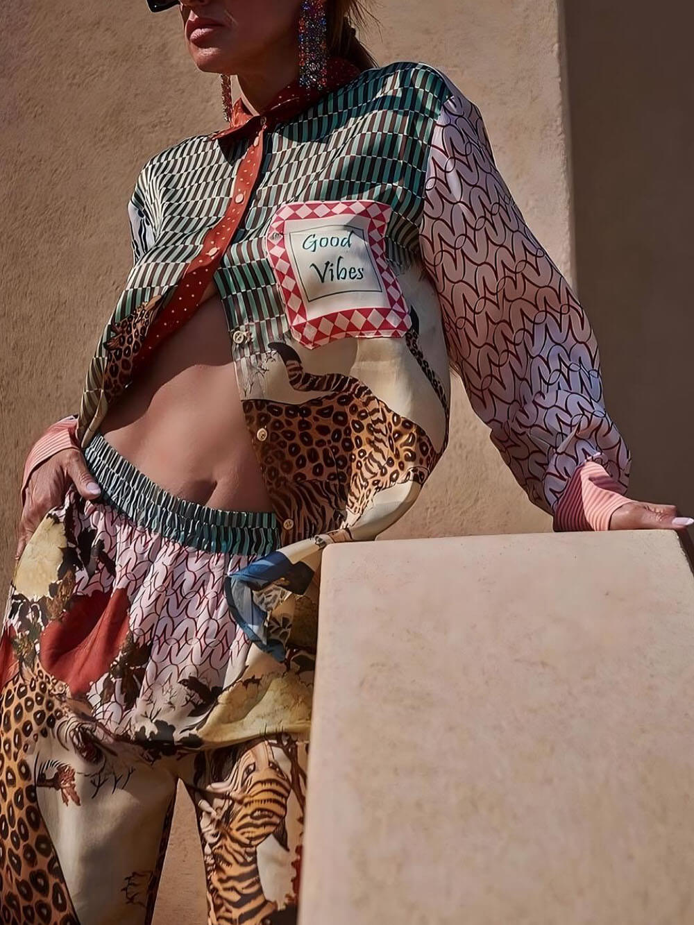 Unique Tropical Jungle Tiger Print Elastic Waist Pants