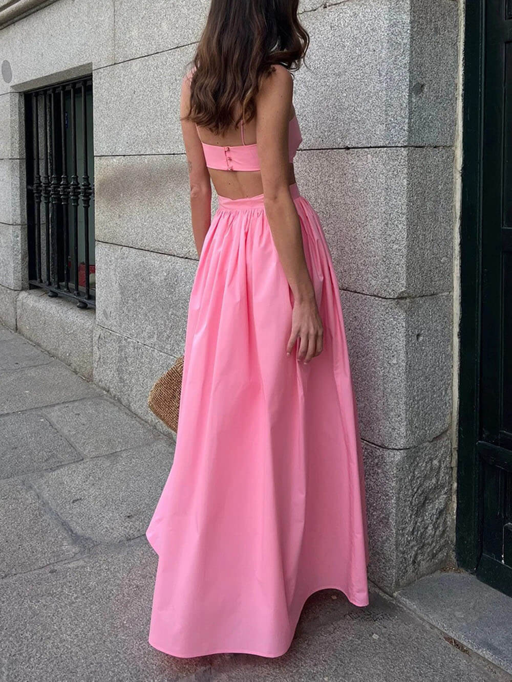 Exquisite Sexy Chambray Cropped Top Loose Maxi Skirt Set