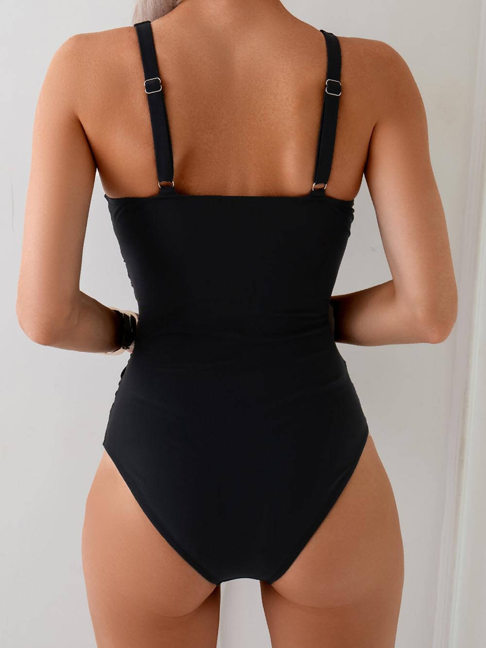 Unique Sexy Cross-Strap Pleated One-Piece Swimsuit