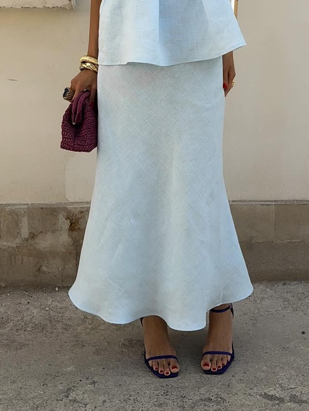 Casual Exquisite Solid Color A-Line Skirt