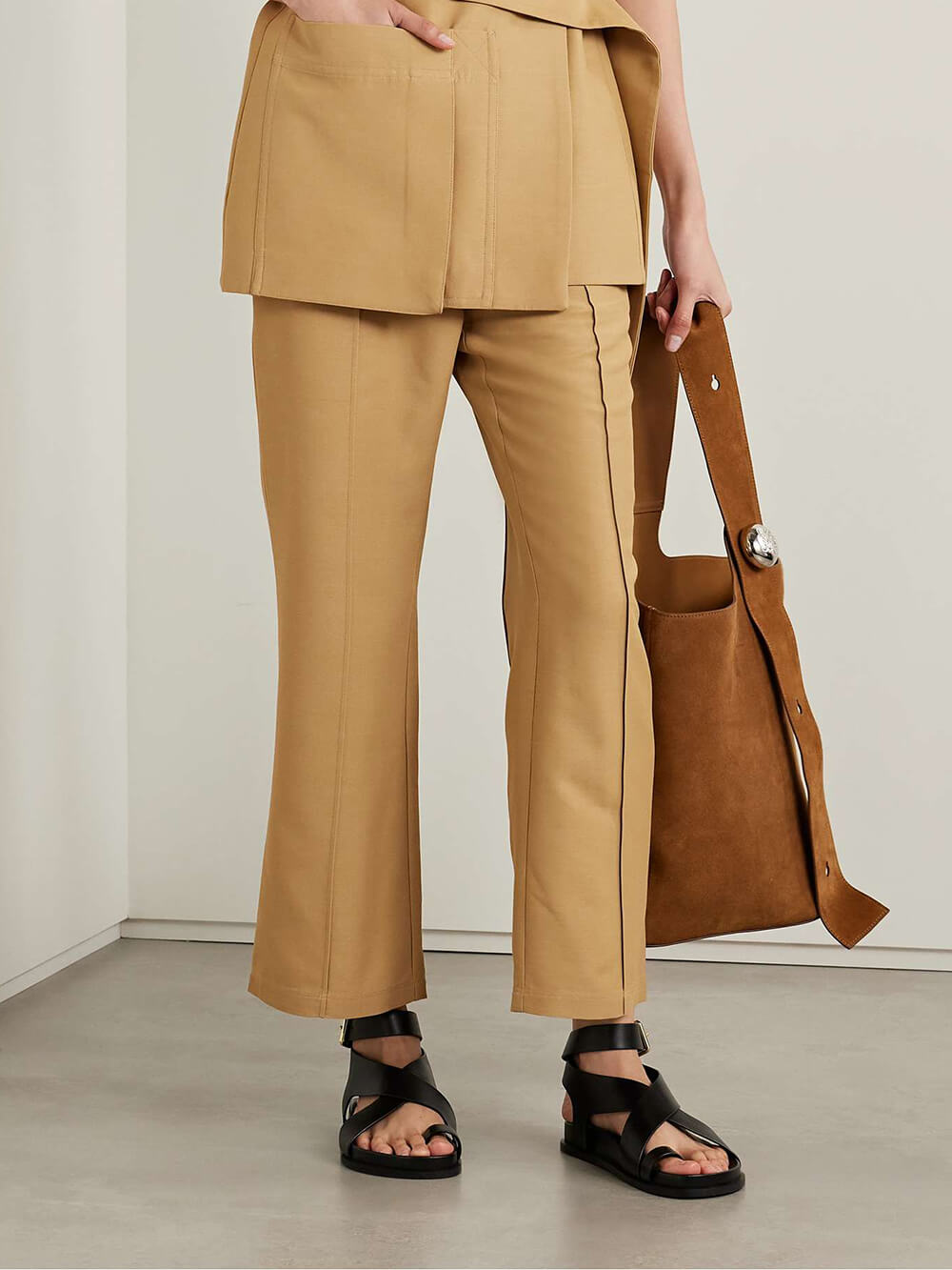Exquisite Pleated Trim Straight Cropped Pants