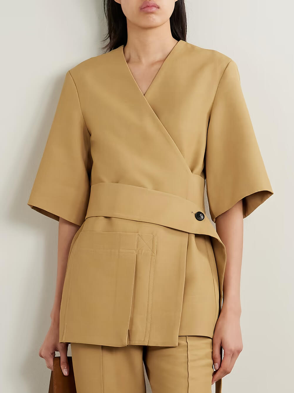 Exquisite Pleated Trim Straight Cropped Pants