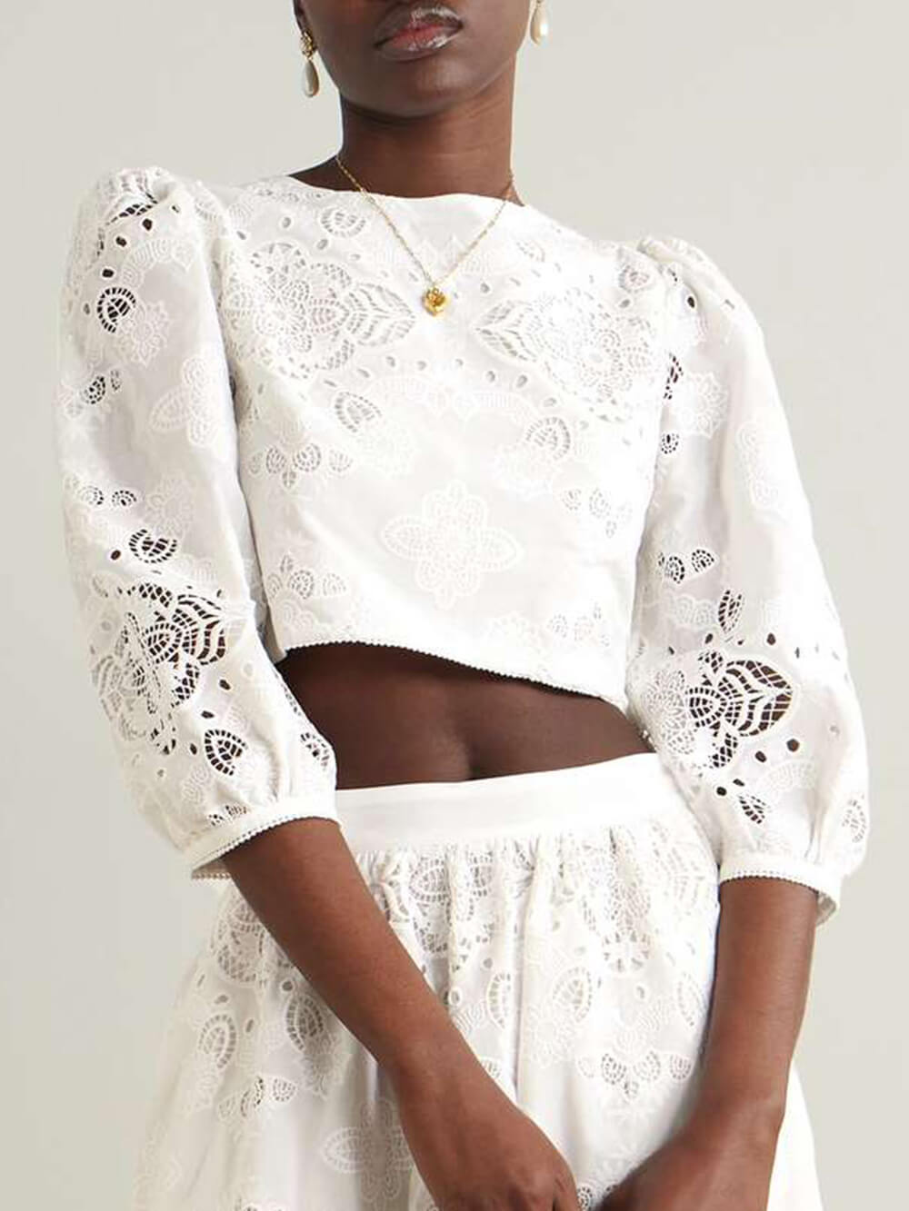Retro Lace Crochet Embroidered Crop Top