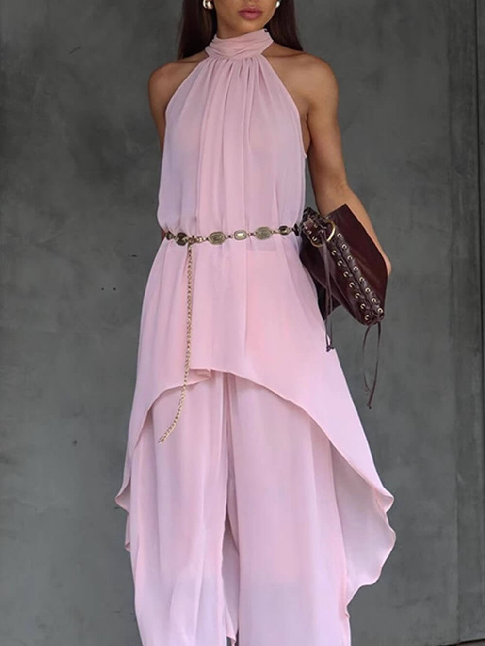 Elegance Casual Elastic Waist Relaxed Trousers