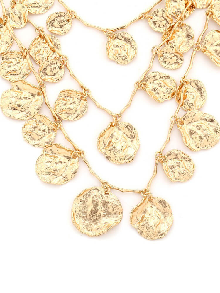 Multi-layered Gold Irregular Metal Stacked Necklace