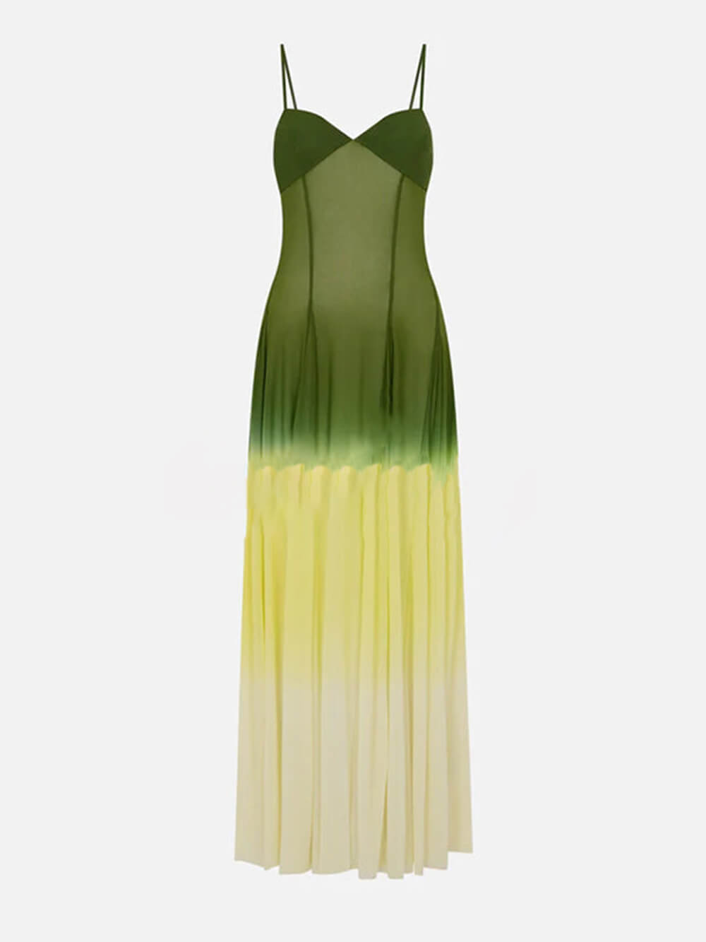 Exquisite See-through Tulle Ombre Print Slip Maxi Dress