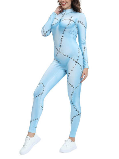 Fright Night Sally Printed Halloween Cosplay Jumpsuit