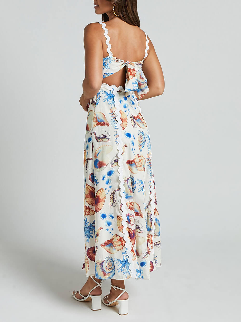 Casual Printed Suspenders Patchwork Loose Holiday Maxi Dress
