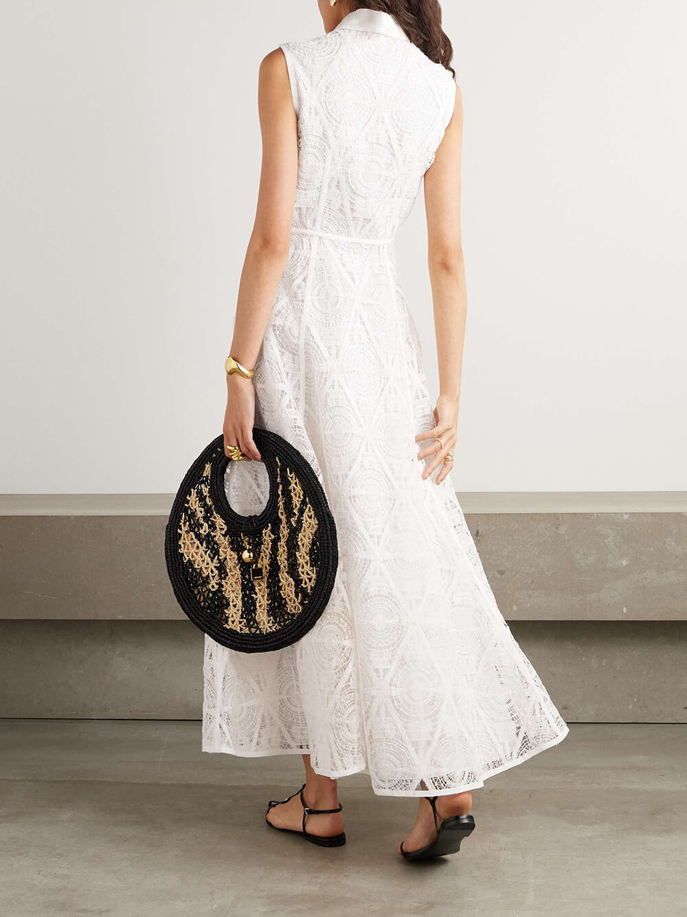 Exquisite Guipure  Raised Floral Lace Maxi Shirt Dress