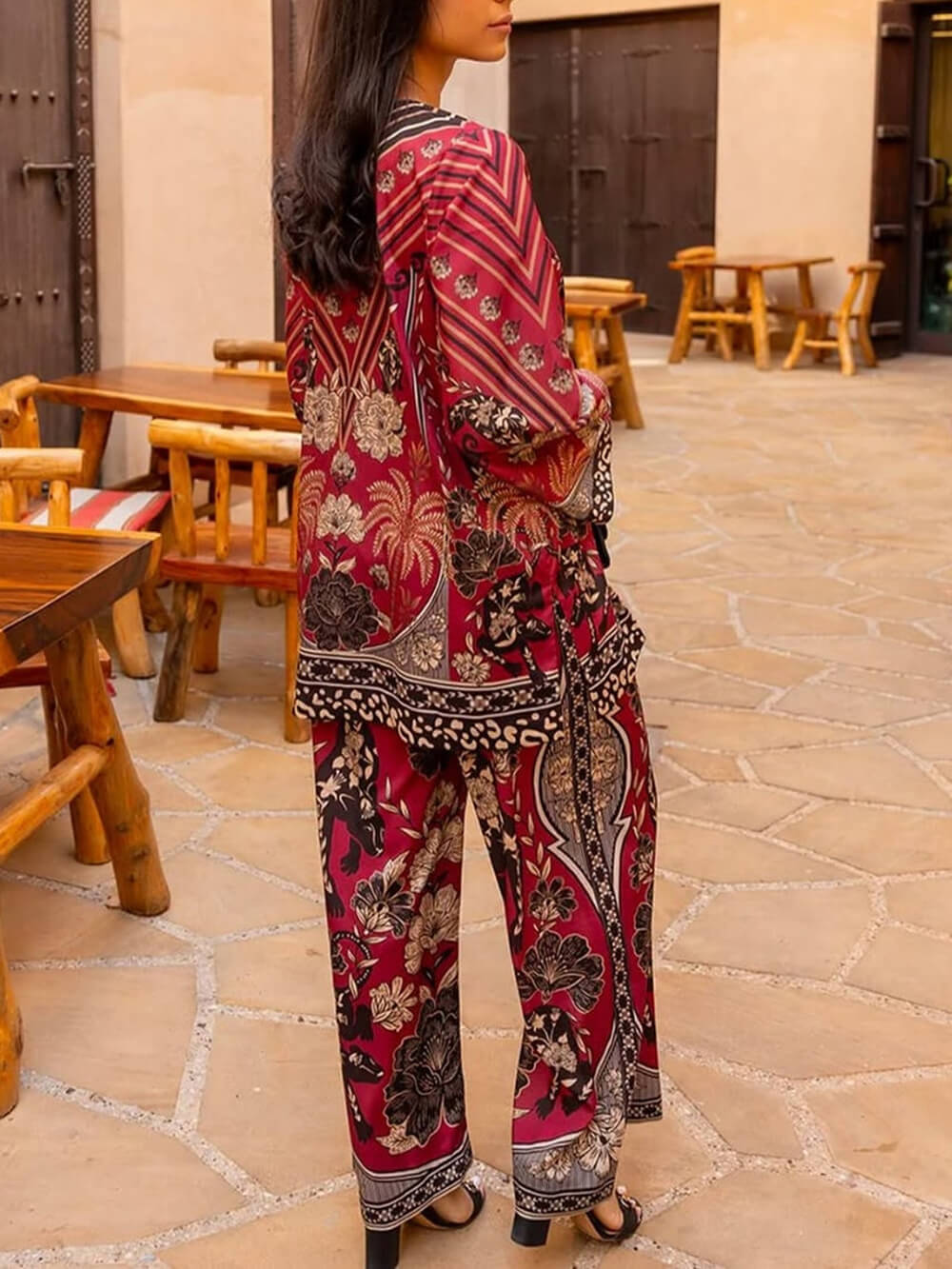 Unique Floral Print Patchwork Loose Oversized Shirt