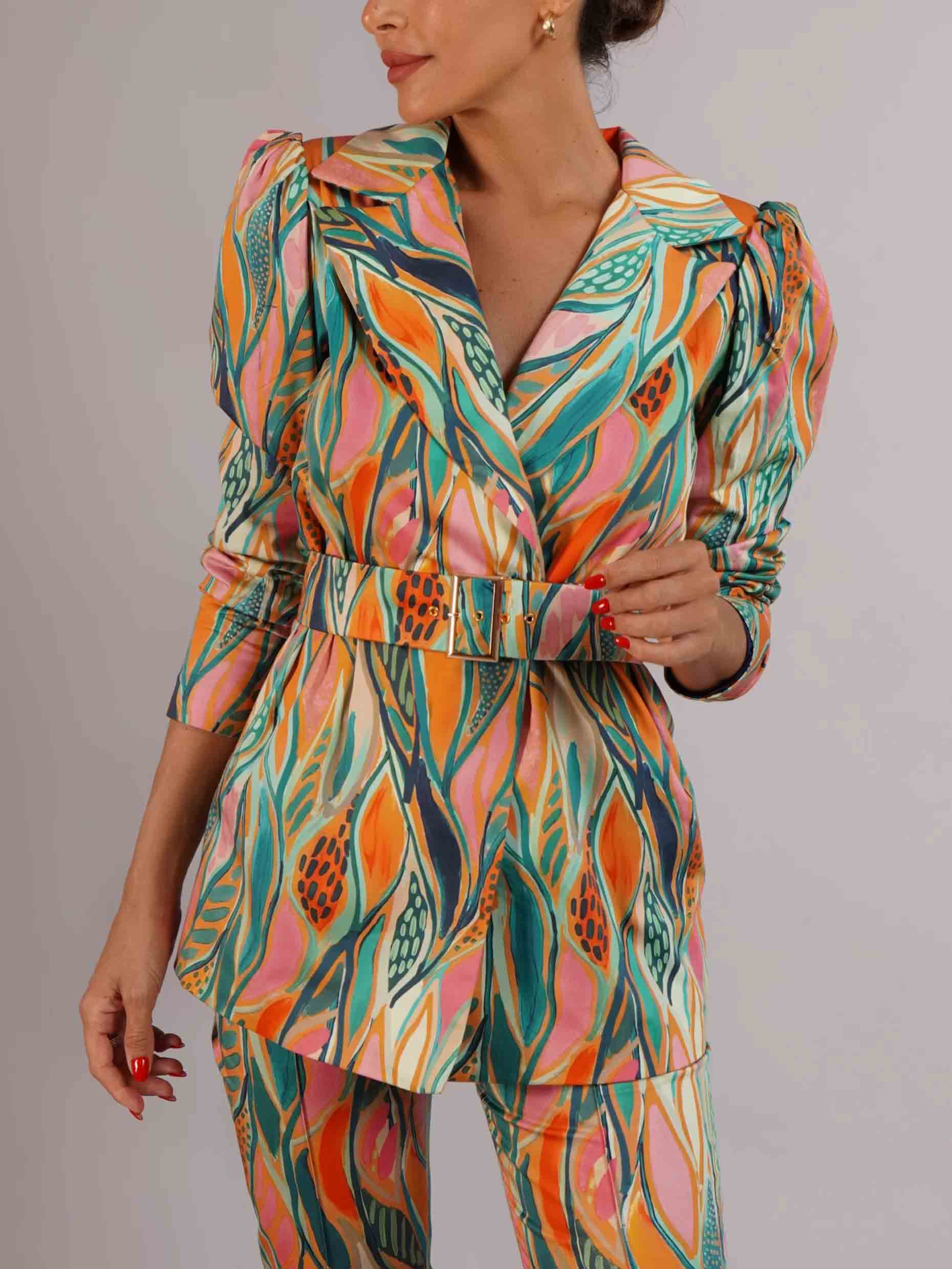 Unique Painted Floral Print Suit Jacket