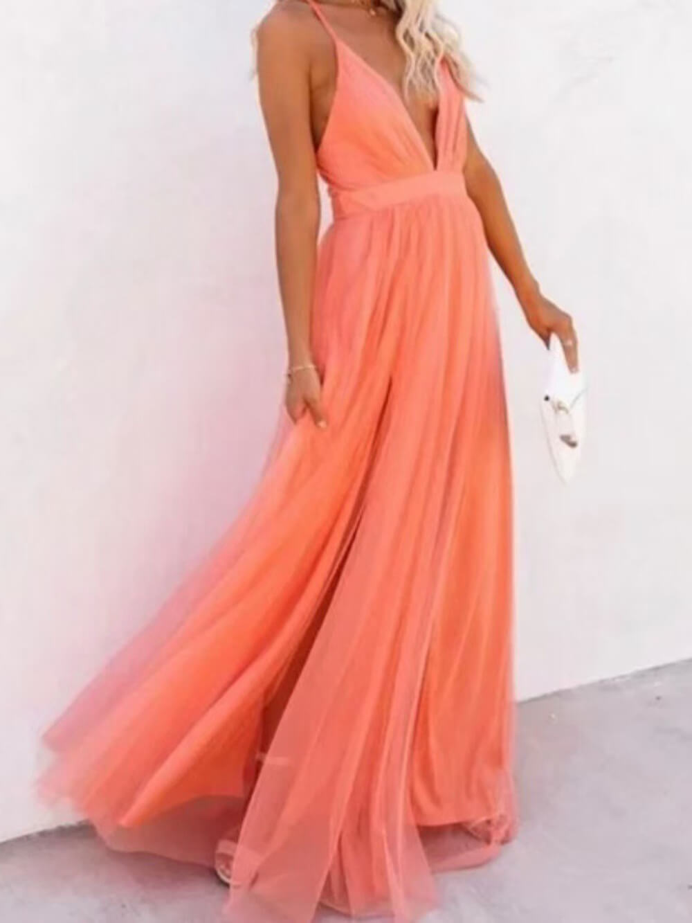 Chic Cut-Out Cross-Strap Chiffon A-Line Maxi Dress