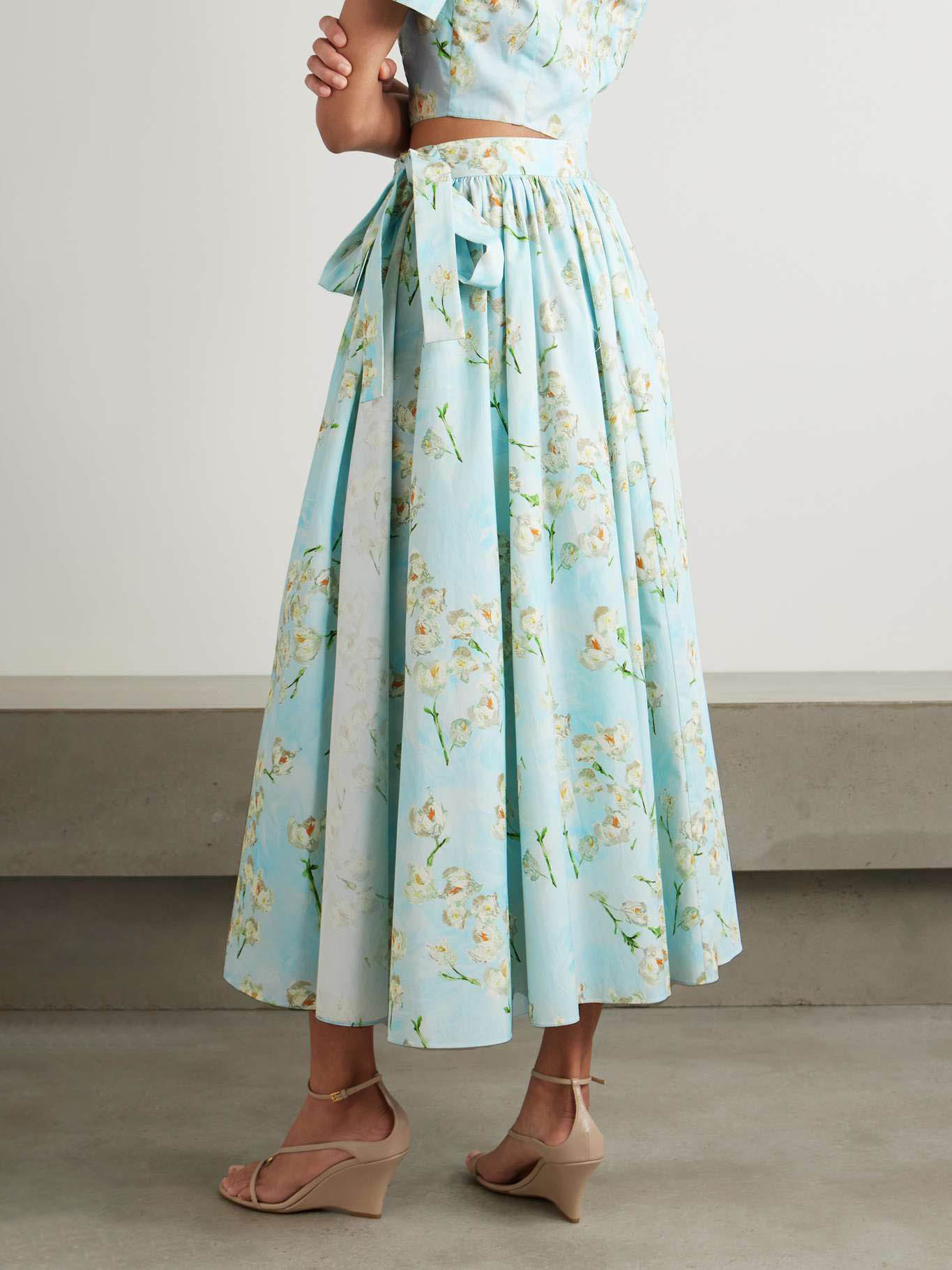 Casual Fresh Floral Print Lace-up Skirt