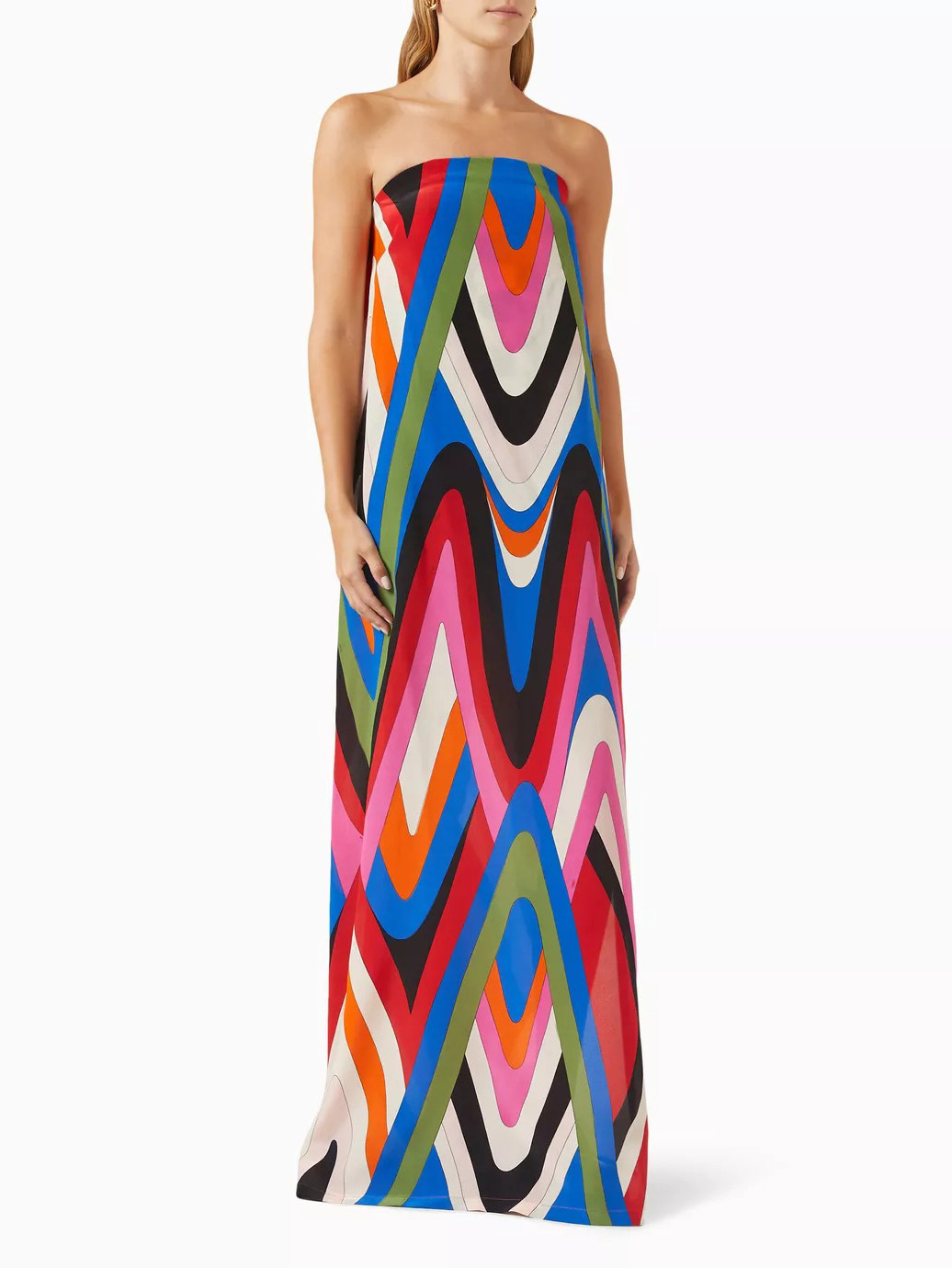 Retro Off-the-shoulder Irregular Printed Side Slit Jumpsuit