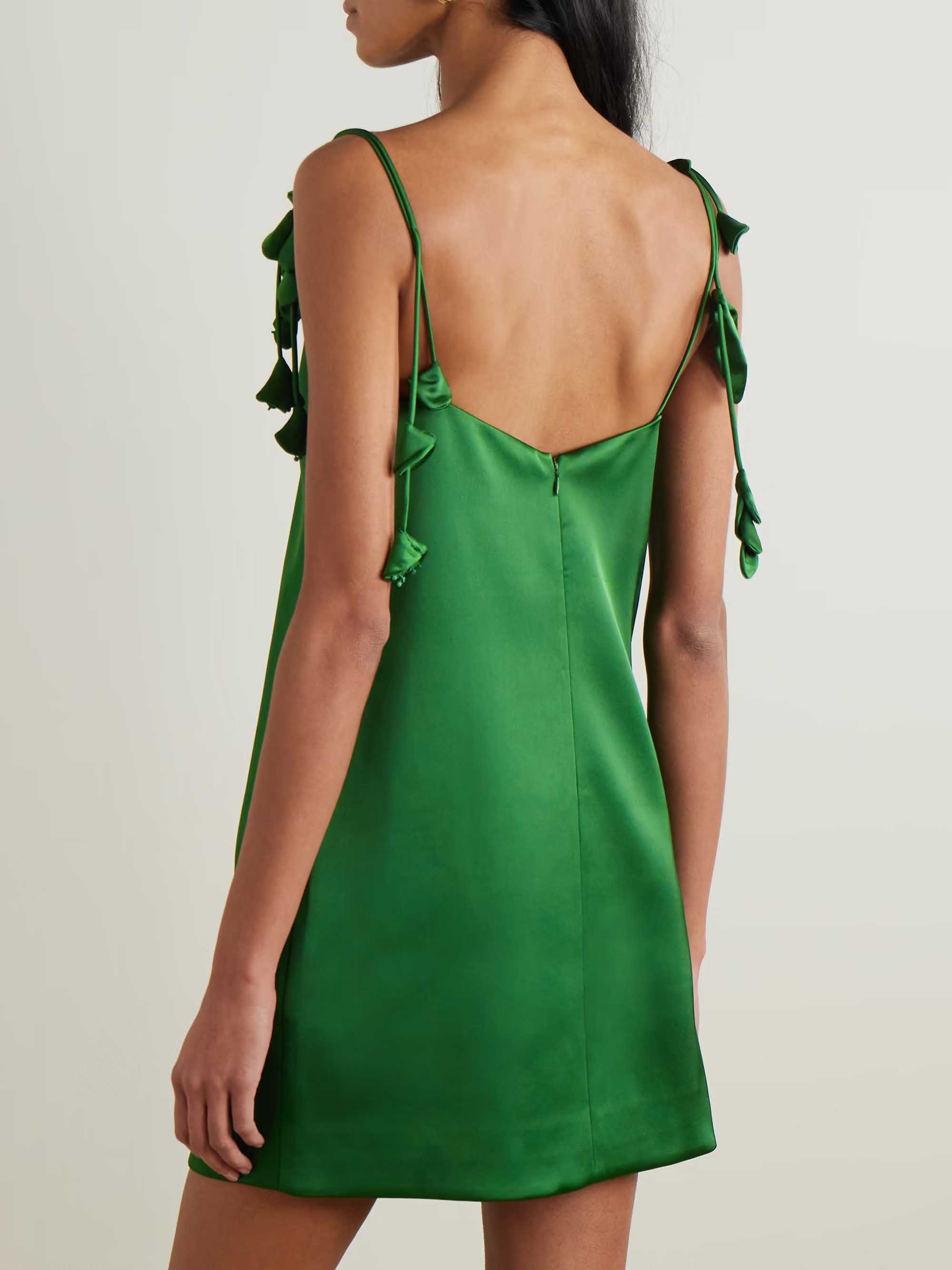 Elegant Satin Bow-Tie Strap Mini Dress