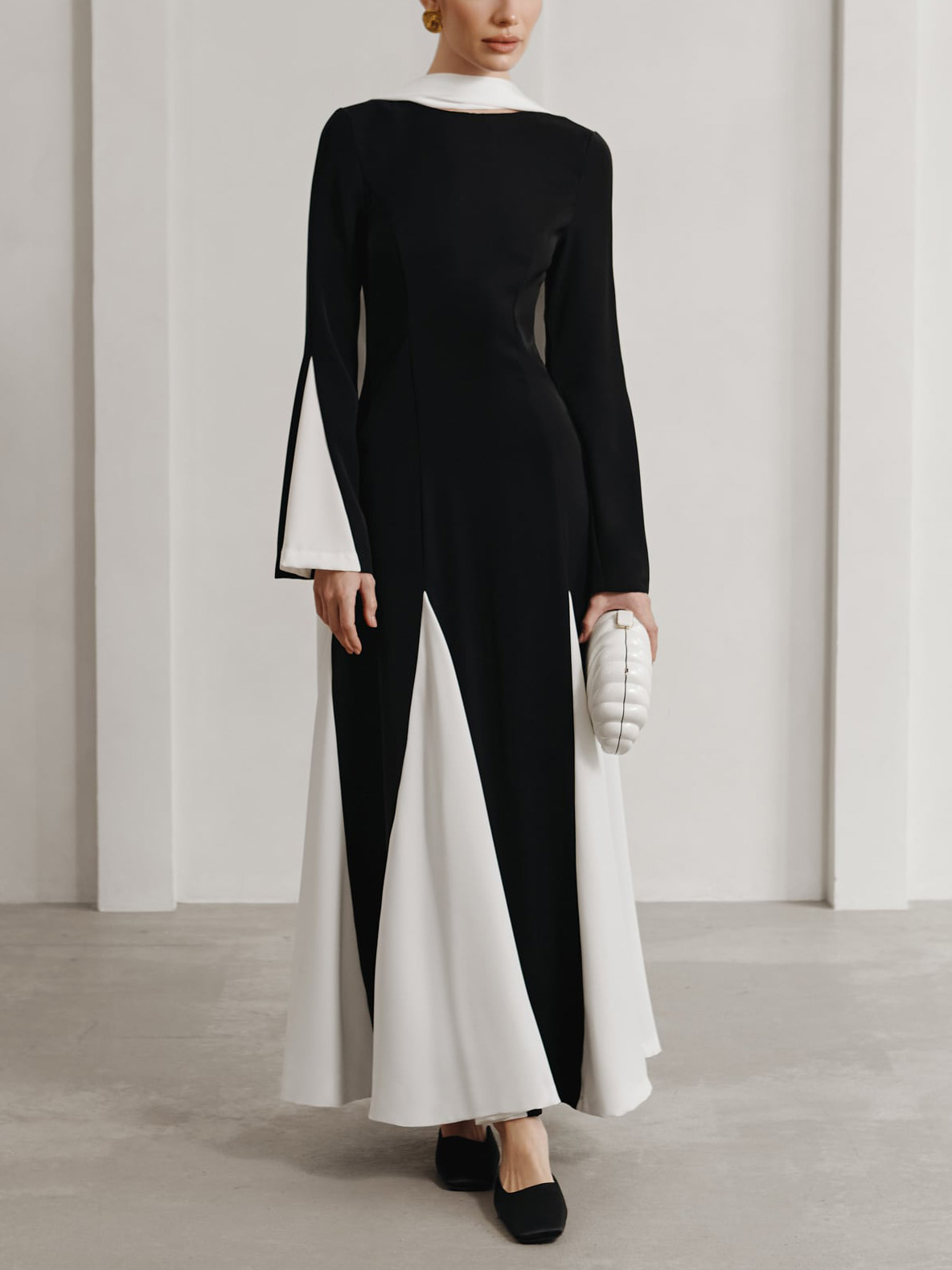 Elegant Insert Contrast Party Maxi Dress