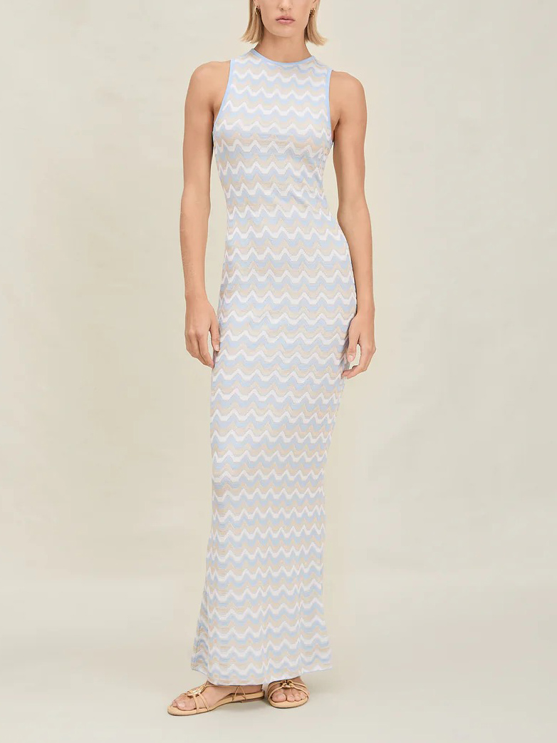 Exquisite Asymmetric Open Back Knitted Maxi Dress