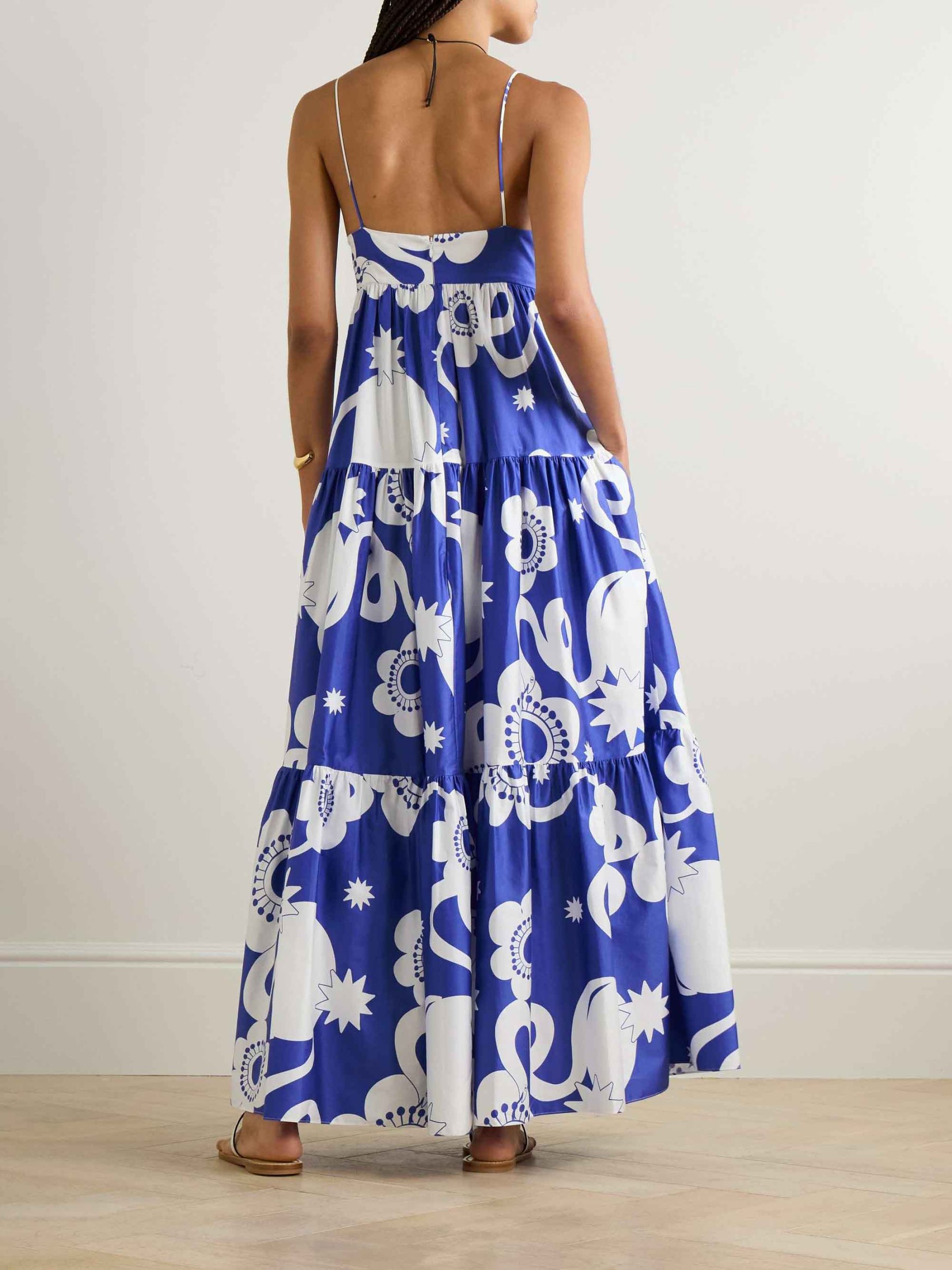 Casual Simple Layered Floral Print Maxi Dress