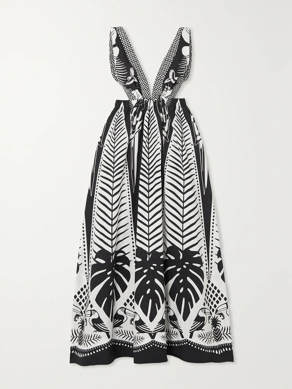 Elegant Open-Back Floral Print Satin Maxi Dress