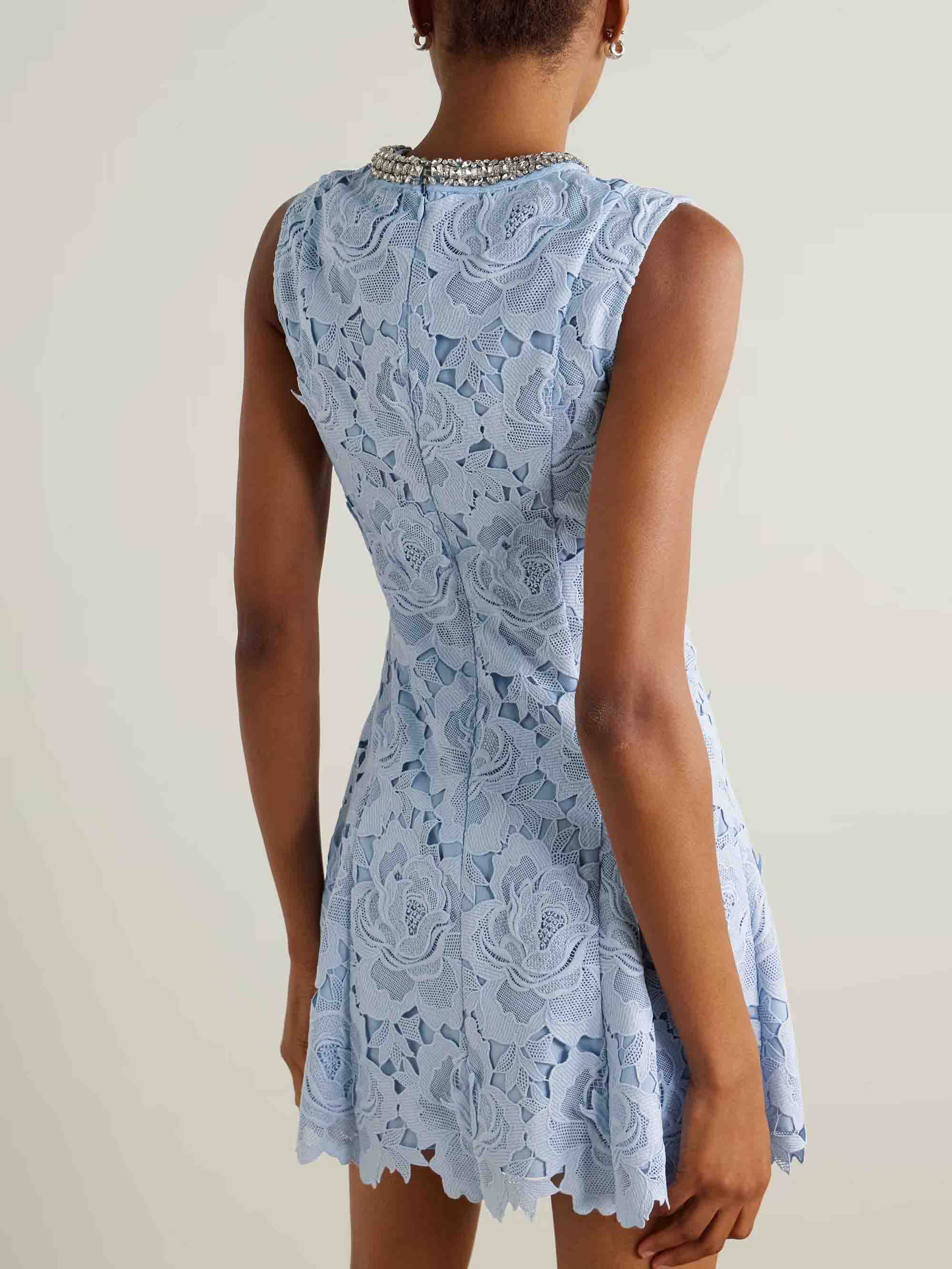 Elegant Lace Embroidered Mini Dress