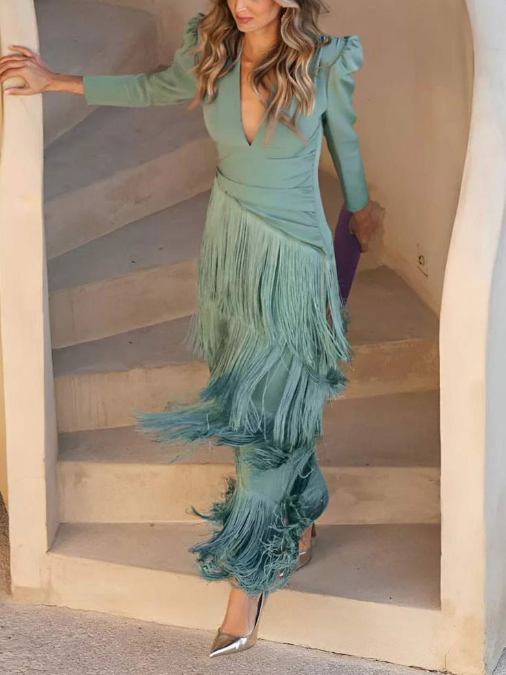 Elegant V-neck Long-sleeved Shirt