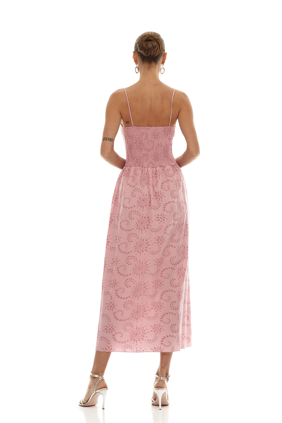 Romantic Embroidered Sweetheart Neck Spaghetti Strap Maxi Dress