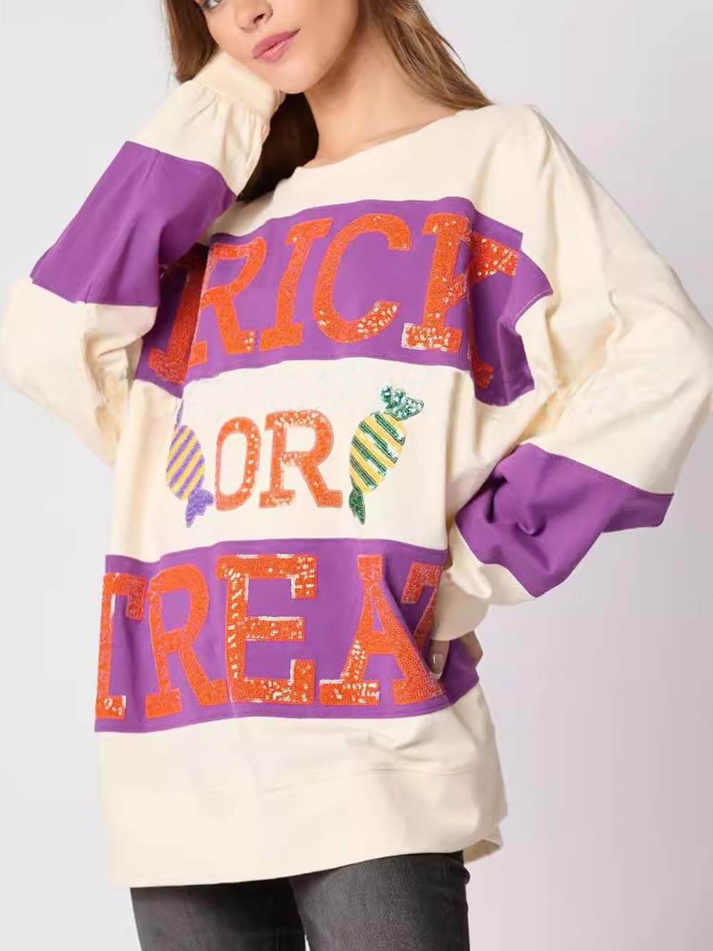 Halloween Eve Dress Sequin Candy Pullover Sweater