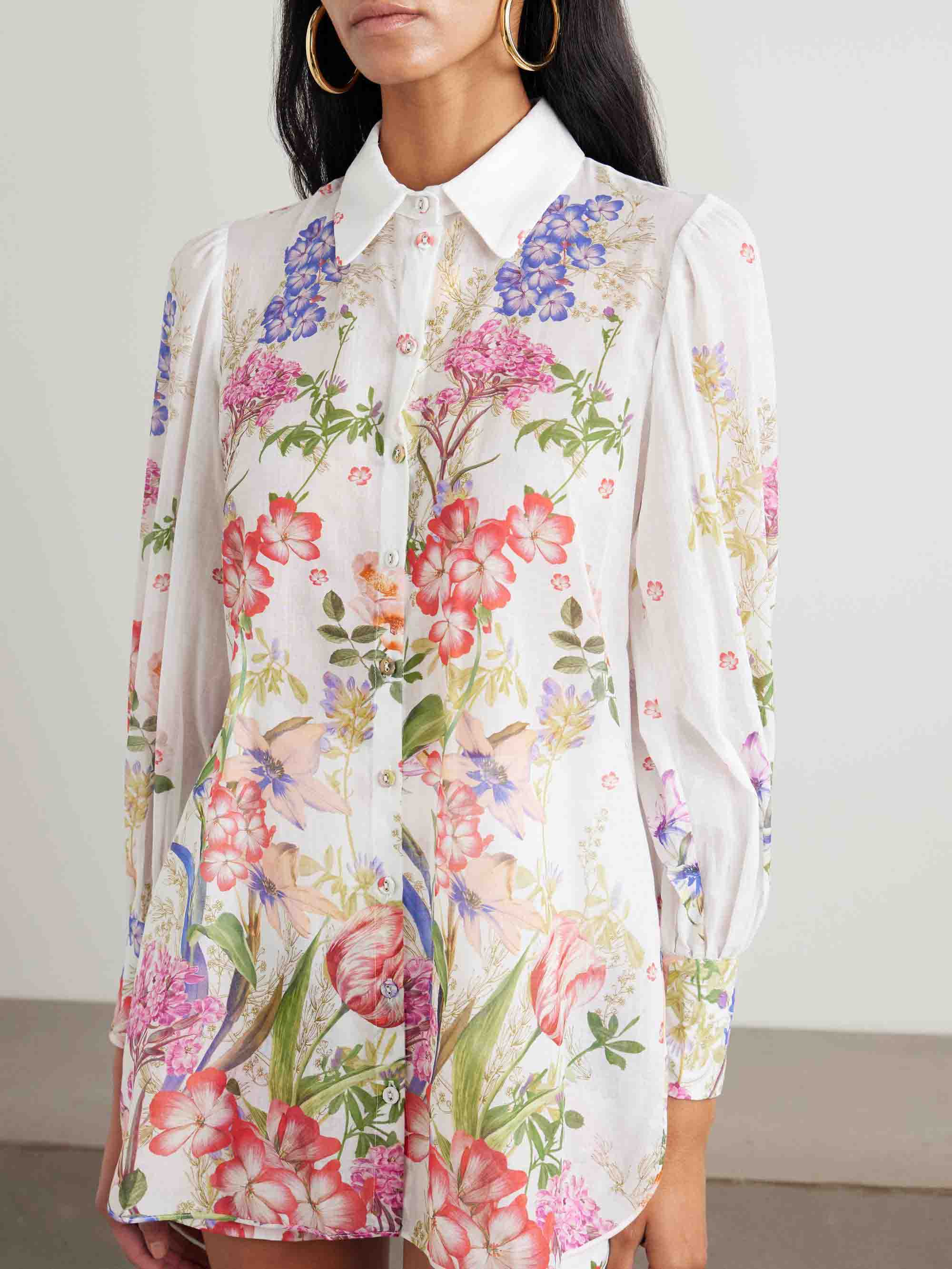 Floral Print Long-sleeved Shirt Two-piece Set