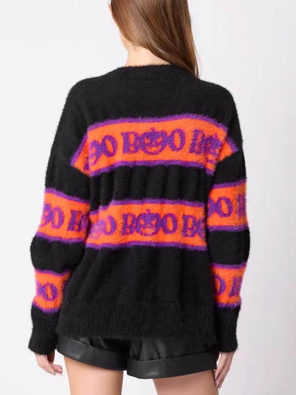Funny Halloween Letter Pumpkin Pullover Sweater