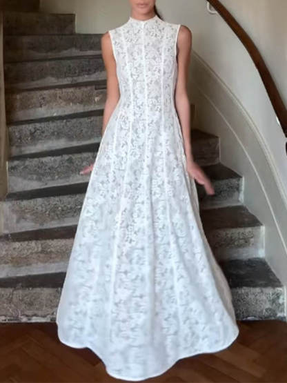 Elegance Timeless Sleeveless Lace Bodycon Maxi Dress