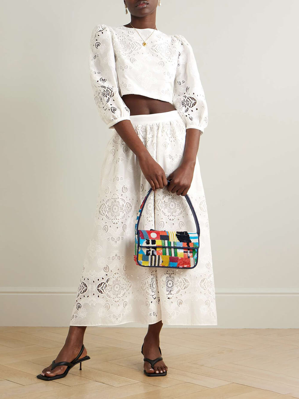 Retro Lace Crochet Embroidered Crop Top