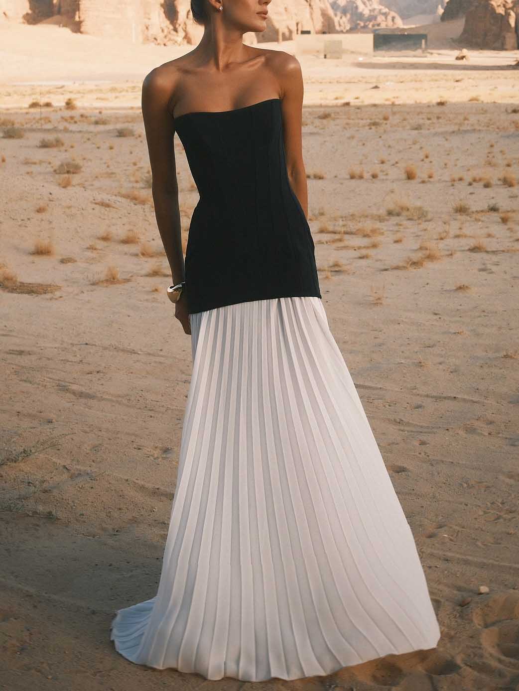 Elegant Classic Pleated Skirt Two-piece Set