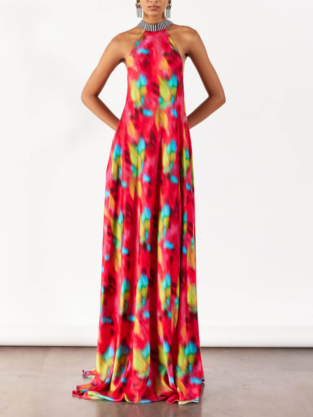 Retro Unique Poppy Flower Print Bloom Strappy Maxi Dress