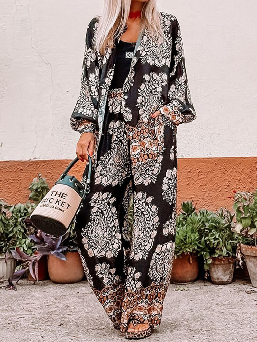 Casual Floral Print Loose Long Sleeve Oversized Shirt