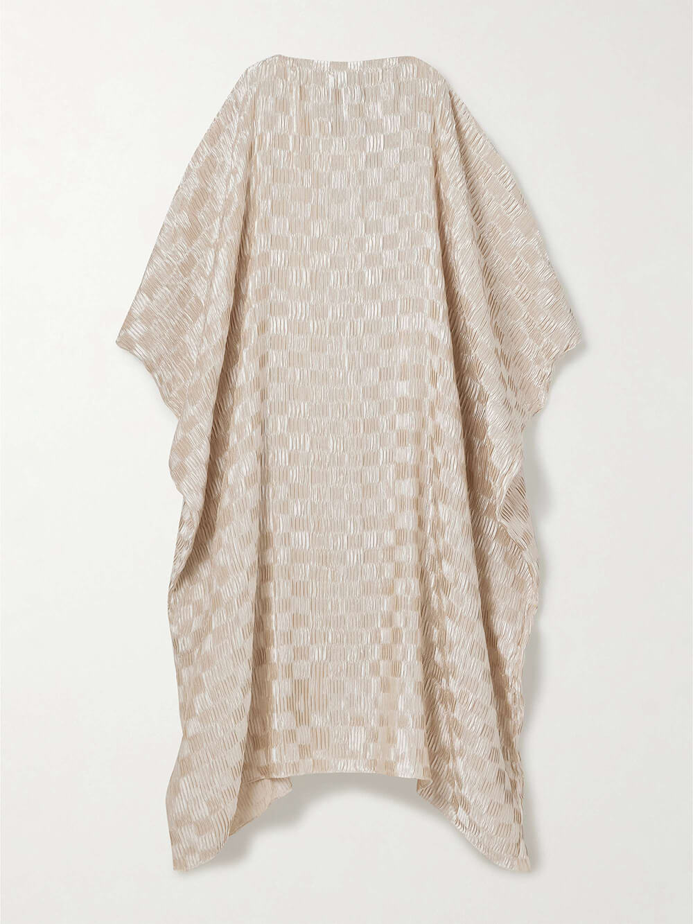 Unique Casual Cocoon Silhouette Plaid Print Pleated Drop Shoulder Sleeve Loose Maxi Dress