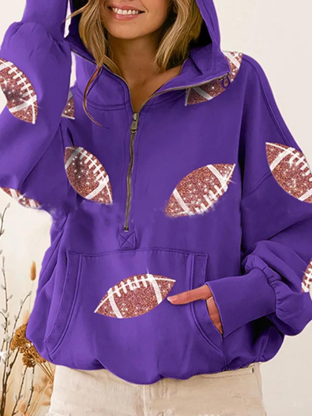 Football Sequin Fleece Hoodie