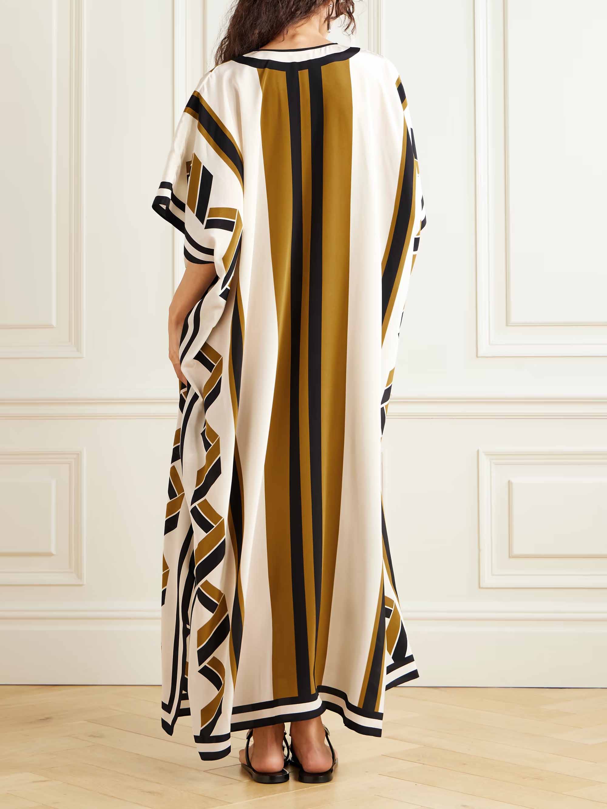 Exquisite Striped Print Belted Maxi Dress
