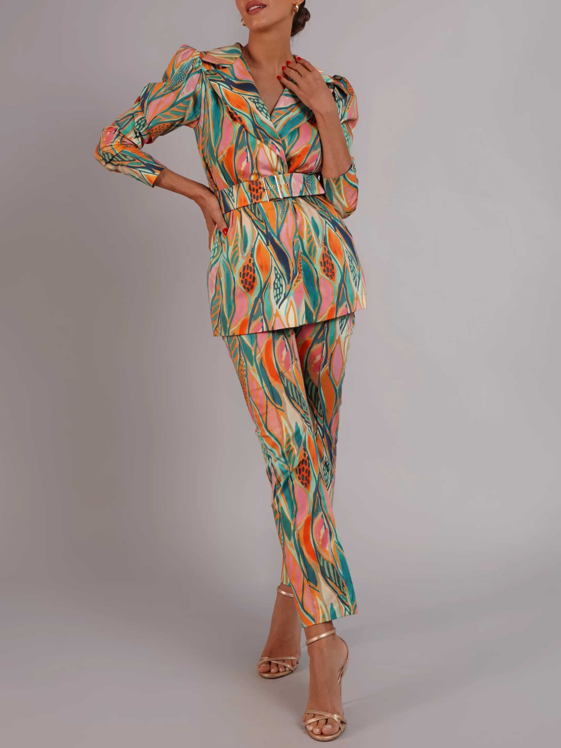 Unique Painted Floral Print Suit Jacket